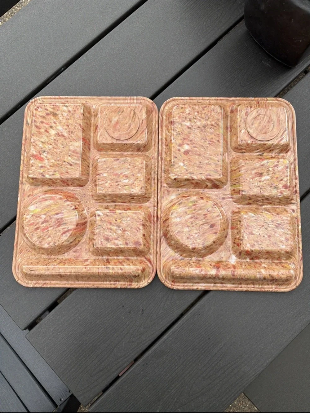Vintage Texas Ware Speckled Confetti Trays (2) Melamine Lunch Trays #146